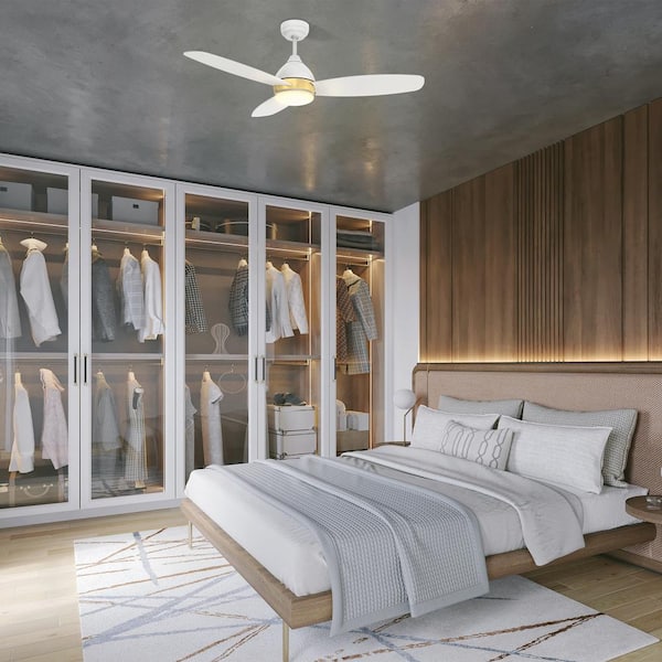 Bretton 48 in. Integrated LED Indoor/Outdoor White Smart Ceiling Fan with Light and Remote, Works with Alexa/Google Home