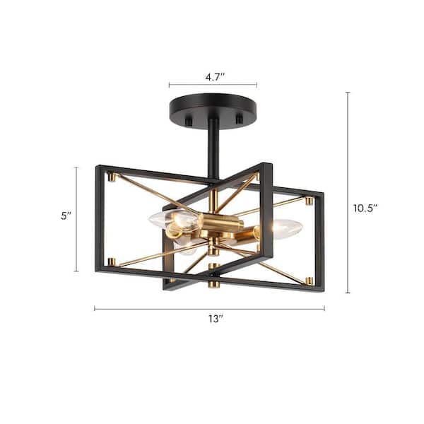 Zevni Modern 3-Light Plating Brass Semi-Flush Mount Light Zevni Modern 3-Light Plating Brass Semi-Flush Mount Light