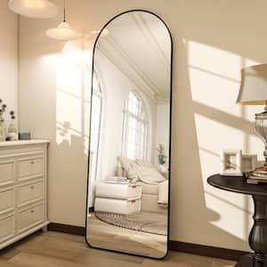 20 in. W x 63 in. H Arched Black Aluminum Alloy Framed Rounded Full Length Mirror Standing Floor Mirror