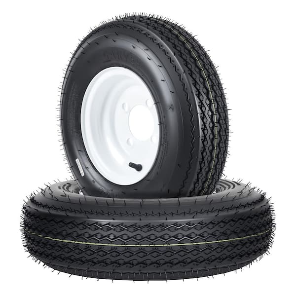 2-Pack 4.80-8 Trailer Tire and White Wheel Assembly,4.80x8 480-8 Tire with 8" Rim 4 Lug 4" Bolt Pattern 6PR Load Range C