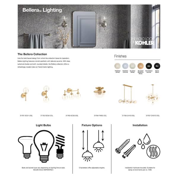 KOHLER Bellera 3-Light Matte Black Wall Sconce