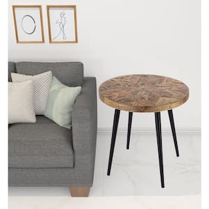 Charlie 24 in. Brown Round Wood End Table