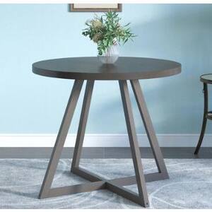 36 in. Round Gray MDF with Wood Frame (Seats-4)