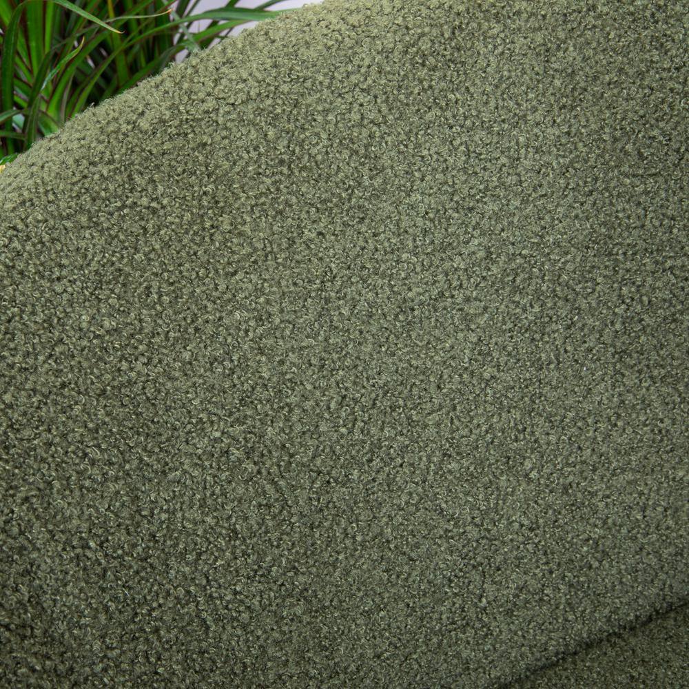 Dark Green Boucle Upholstered Accent Chair with Metal Frame