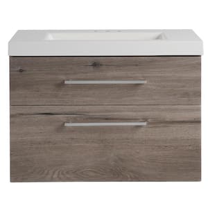 Larissa 30.5 in. W x 19 in. D Wall Hung Bath Vanity White Washed Oak with Cultured Marble Vanity Top in White with Sink