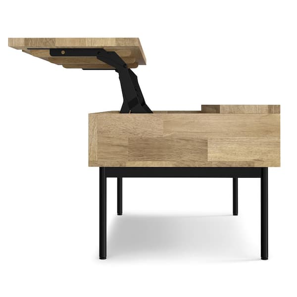 Black Metal And Natural Wood Hinged-Top Side Table Black Metal And Natural Wood Hinged-Top Side Table
