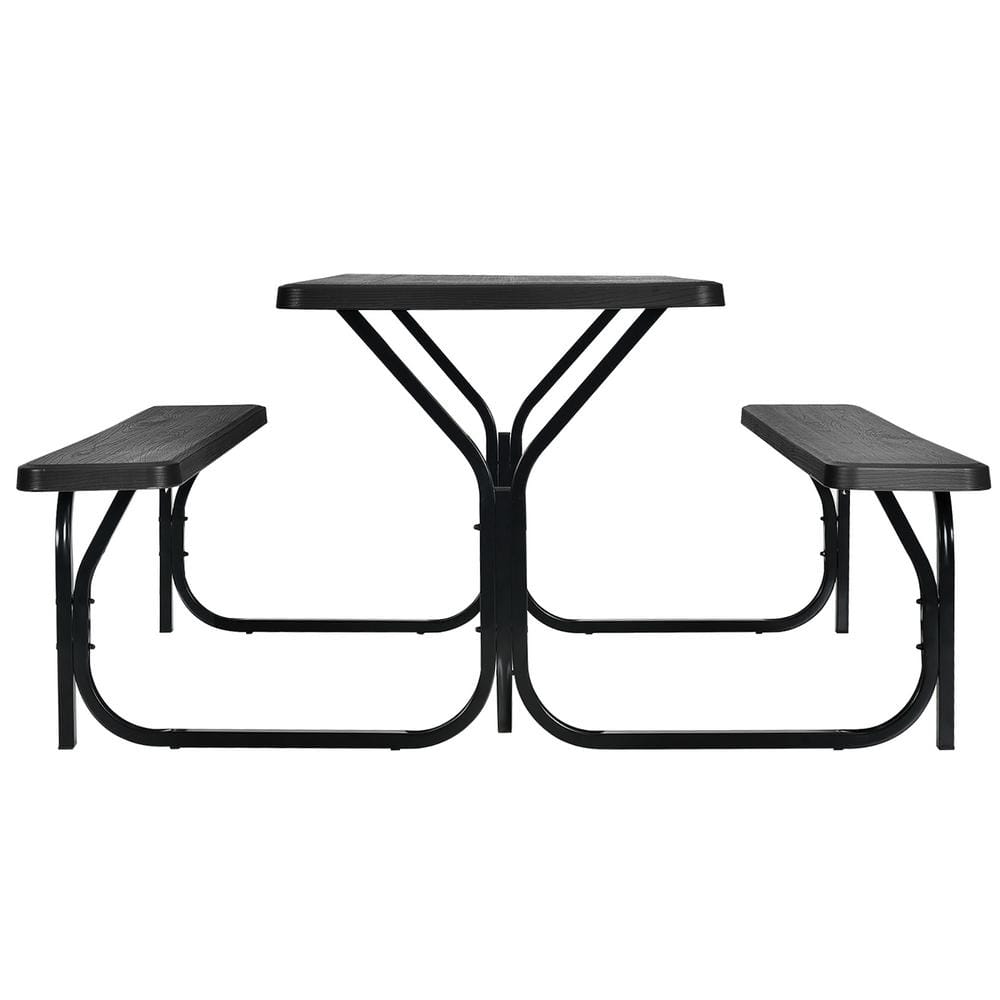 Gymax 59 in. Black Rectangle Stainless Iron Picnic Table Seats 4-People ...
