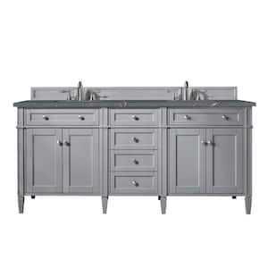 Brittany 72.0 in. W x 23.5 in. D x 34.0 in. H Bathroom Vanity in Urban Gray with Parisien Bleu Silestone Quartz Top