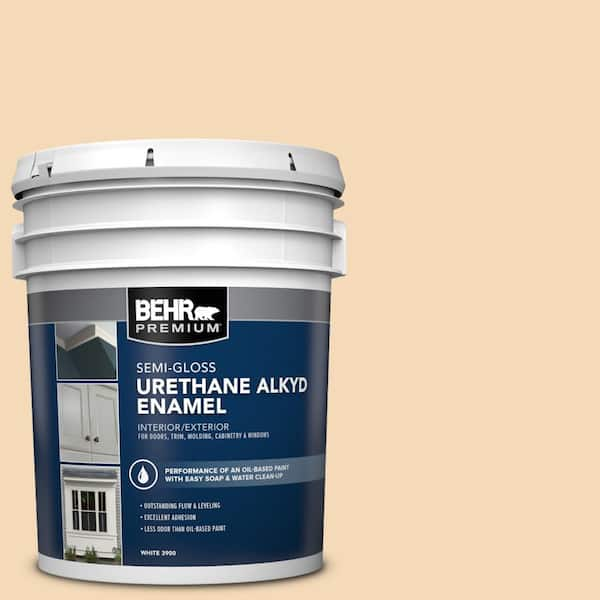 BEHR PREMIUM 5 gal. #M250-2 Golden Pastel Urethane Alkyd Semi-Gloss Enamel  Interior/Exterior Paint 390005 - The Home Depot