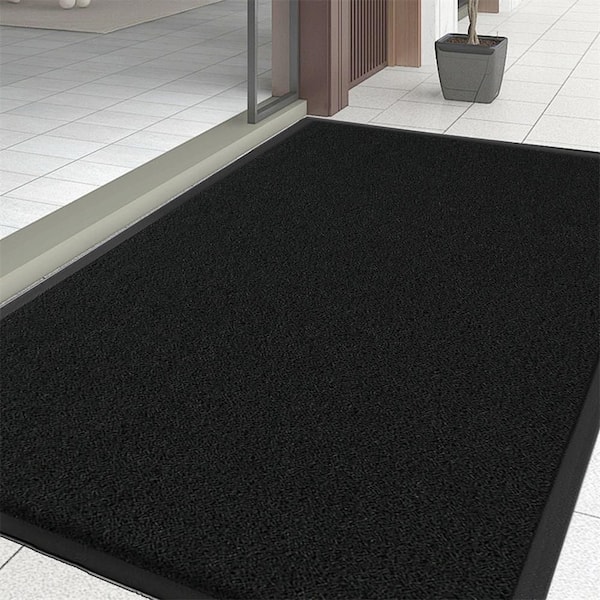 35 x 95 in. Front Door Mat Indoor Outdoor Entrance Waterproof Heavy Duty Doormat in Black