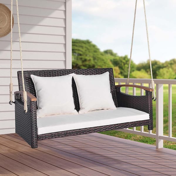 Wicker loveseat 2025 porch swing