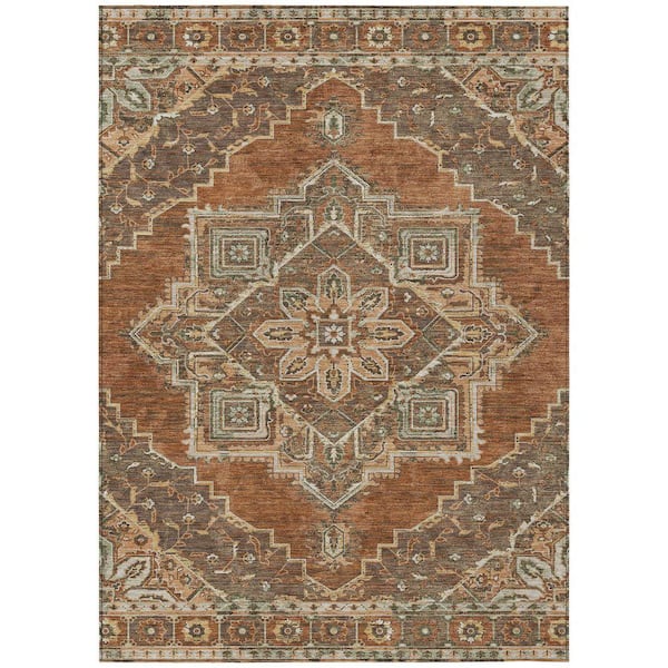 Chantille Machine Washable Indoor/Outdoor Abstract ACN2704 Paprika 5 ft. x 7 ft. 6 in. Area Rug