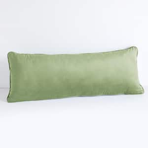16 in. x 42 in. Solid Velvet Rectangular Outdoor Corded Lumbar XL Pillow