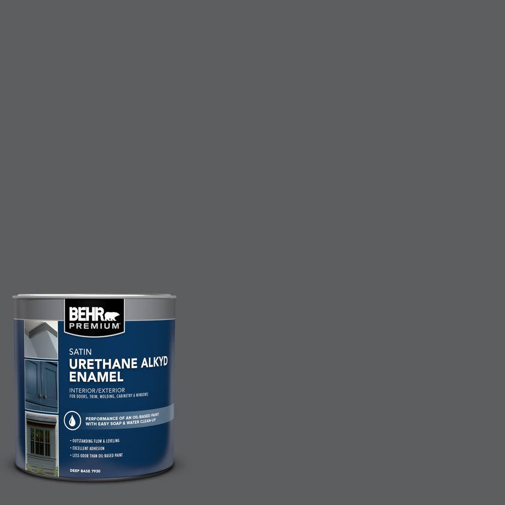 BEHR PREMIUM 1 qt. N5006 Graphic Charcoal Satin Enamel Urethane Alkyd