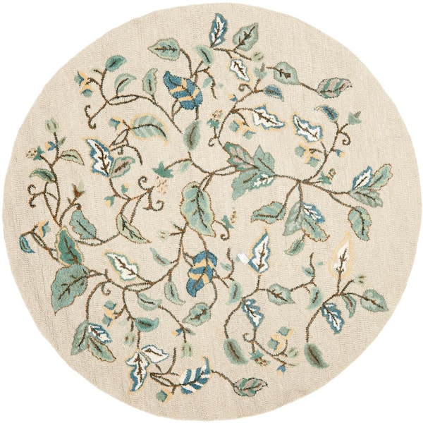 SAFAVIEH Martha Stewart Colonial Blue 6 ft. x 6 ft. Round Floral Area Rug