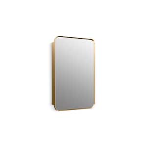 Verdera 22 in. W x 34 in. H Rectangular Framed Moderne Brushed Gold Recessed/Surface Mount Medicine Cabinet with Mirror