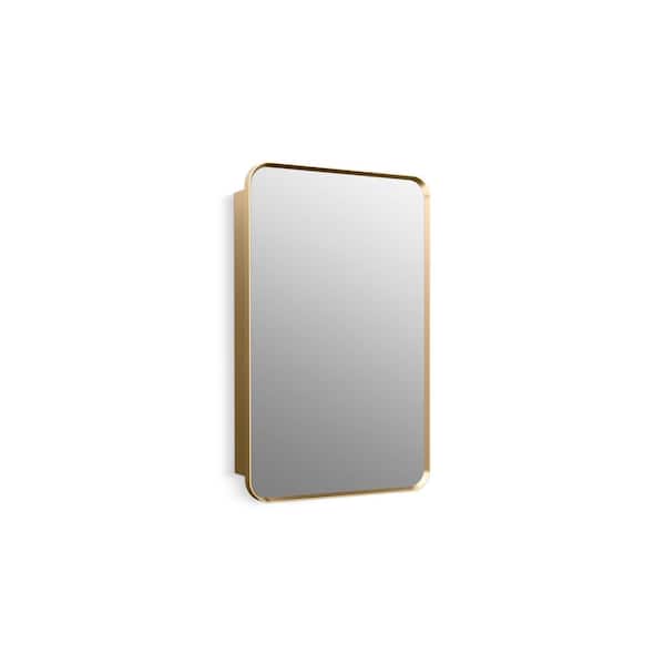 KOHLER Verdera 22 in. W x 34 in. H Rectangular Framed Moderne Brushed Gold Recessed/Surface Mount Medicine Cabinet with Mirror