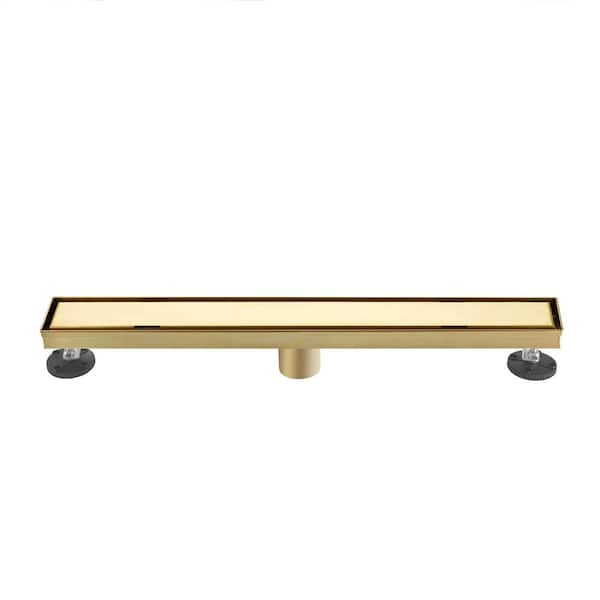 Elegante Drain Collection 24 in. Linear Stainless Steel Shower Drain with Tile Insert and Zirconium Gold Plating