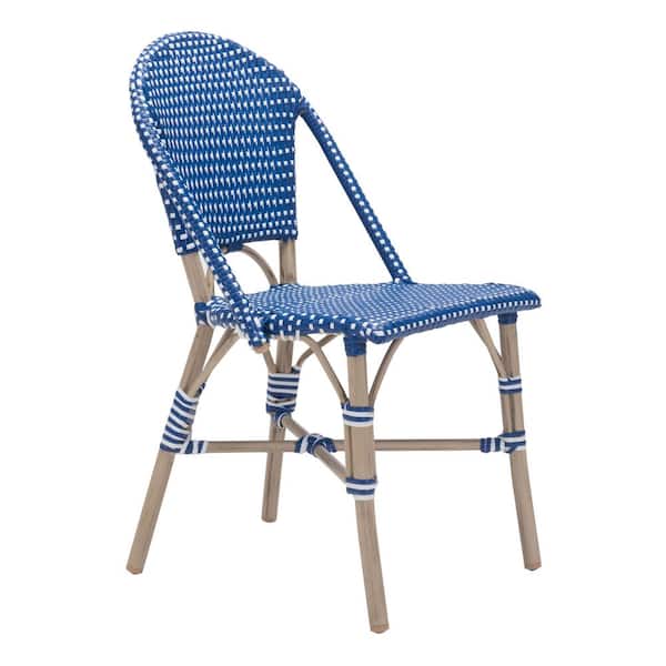 ZUO Paris White Patio Dining Chair in Navy Blue (Pack of 2)