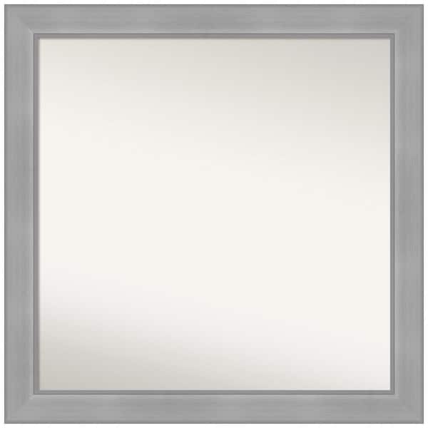 Amanti Art Vista Brushed Nickel 30.25 in. W x 30.25 in. H Square Non-Beveled Framed Wall Mirror in Silver