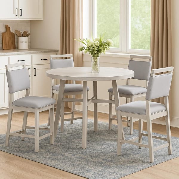 Bovo Driftwood White and Dove Gray Fabric Dining Side Chair Set of 2
