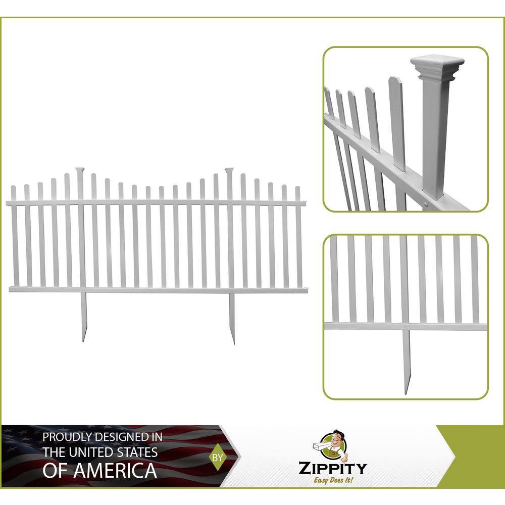 42in H x 92in W White Vinyl Scallop Picket Fence Panels