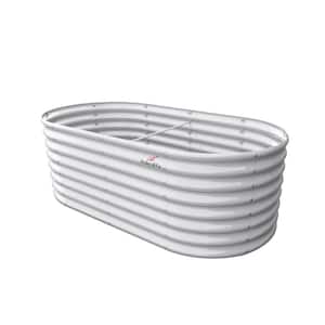 8 x 4 x 2 ft. Metal Oval White Galvanized Raised Garden Beds, Deep Root Planter Box for Planting Vegetables Flowers Herb