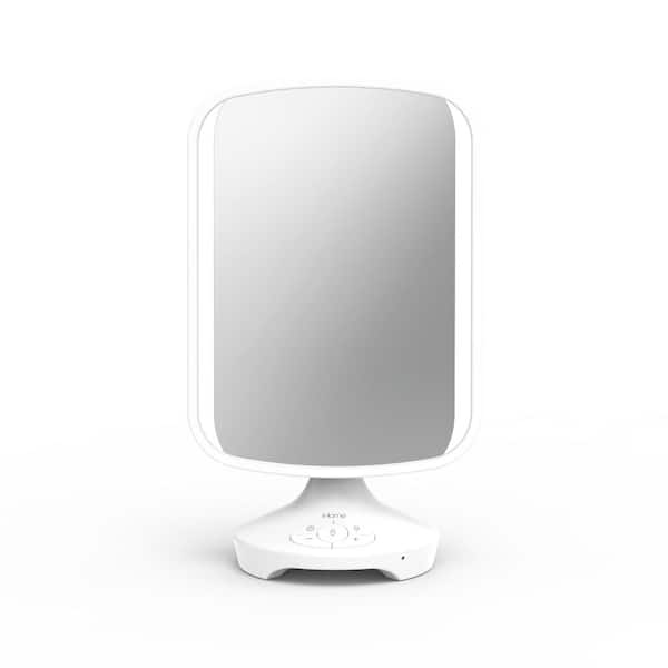 iHome Vanity Mirror, 7” x 9” with Bluetooth speaker, Hands free Speakerphone and USB Charging in White