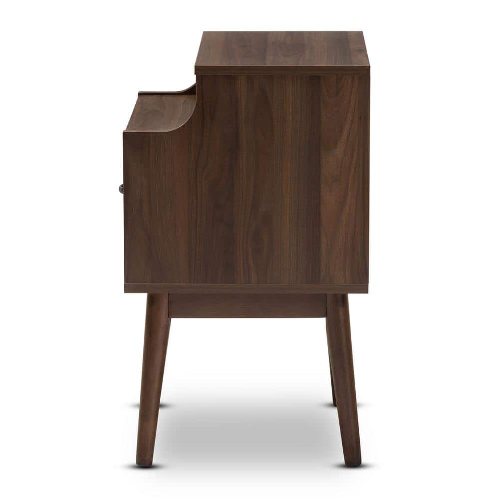 Disa Mid-Century Walnut Brown 1-Drawer Nightstand