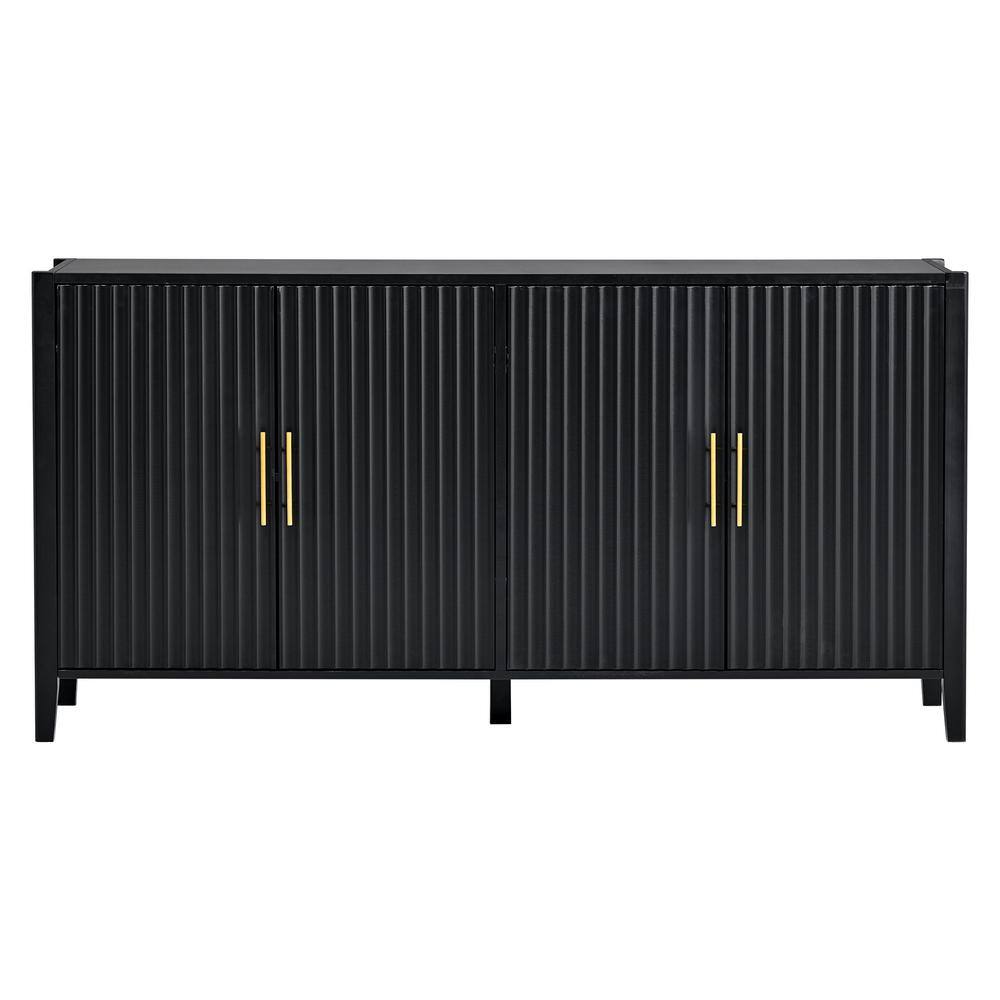 63.10 in. W x 17.70 in. D x 31.90 in. H Black Linen Cabinet Accent ...