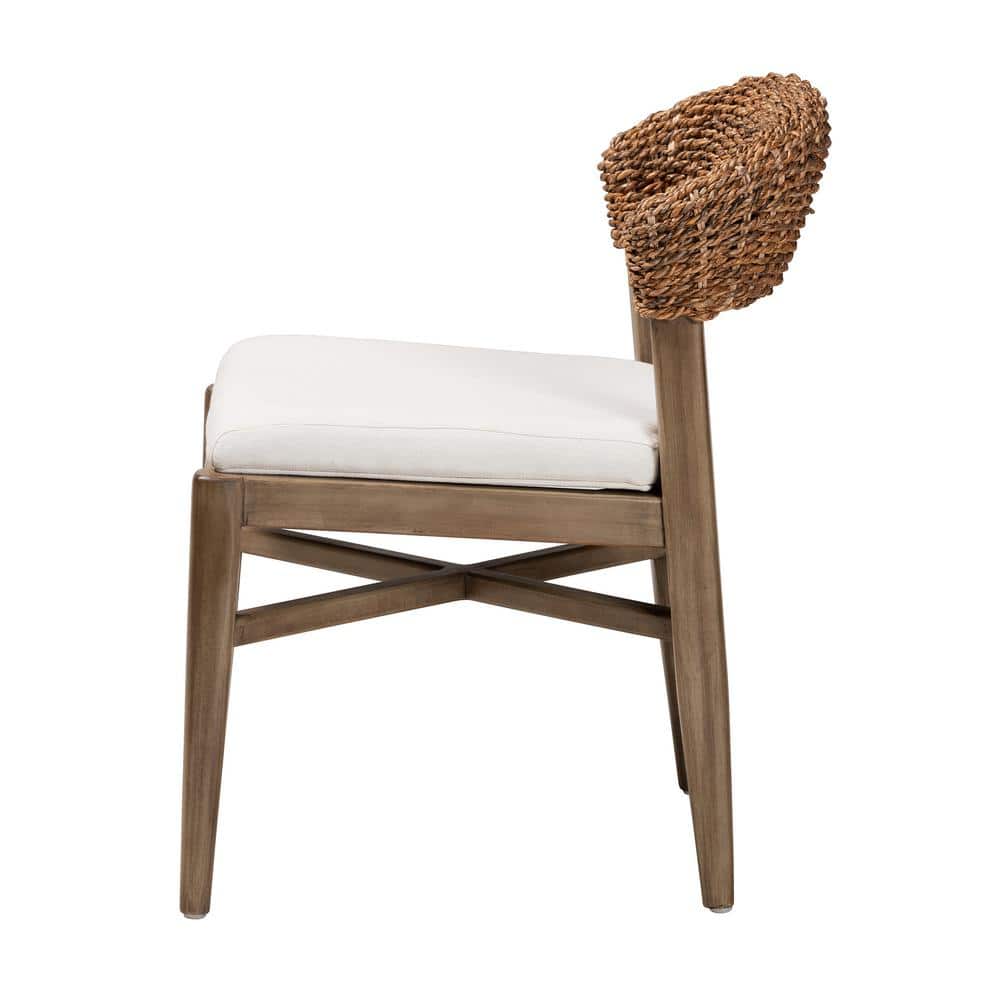 Chloe Bohemian Mahogany and Natural Rattan Dining Chair