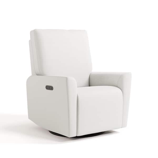 Santorini Ivory Basketweave Power Recliner Swivel Glider with USB