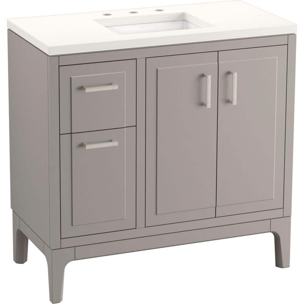 Seer 36-Inch Mohair Gray Bathroom Vanity with Quartz Top