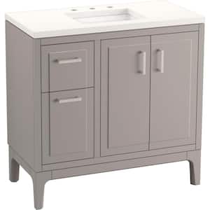 Seer 36 in. W x 18 in. D x 36 in. H Single Sink Freestanding Bath Vanity in Mohair Grey with Quartz Top