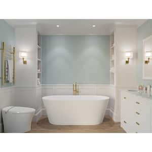 Rossetto Series 67 in. x 28 in. Flat Bottom Solid Surface Freestanding Soaking Bathtub with Center Drain in Matte White