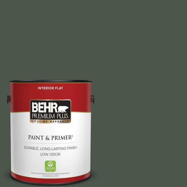 BEHR PREMIUM PLUS 1 gal. #PMD-66 Deep Evergreen Flat Low Odor Interior Paint & Primer