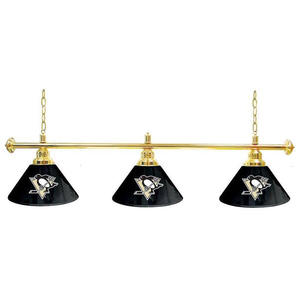 Trademark Global NHL Pittsburgh Penguins 60 in. Three Shade Gold Hanging Billiard Lamp