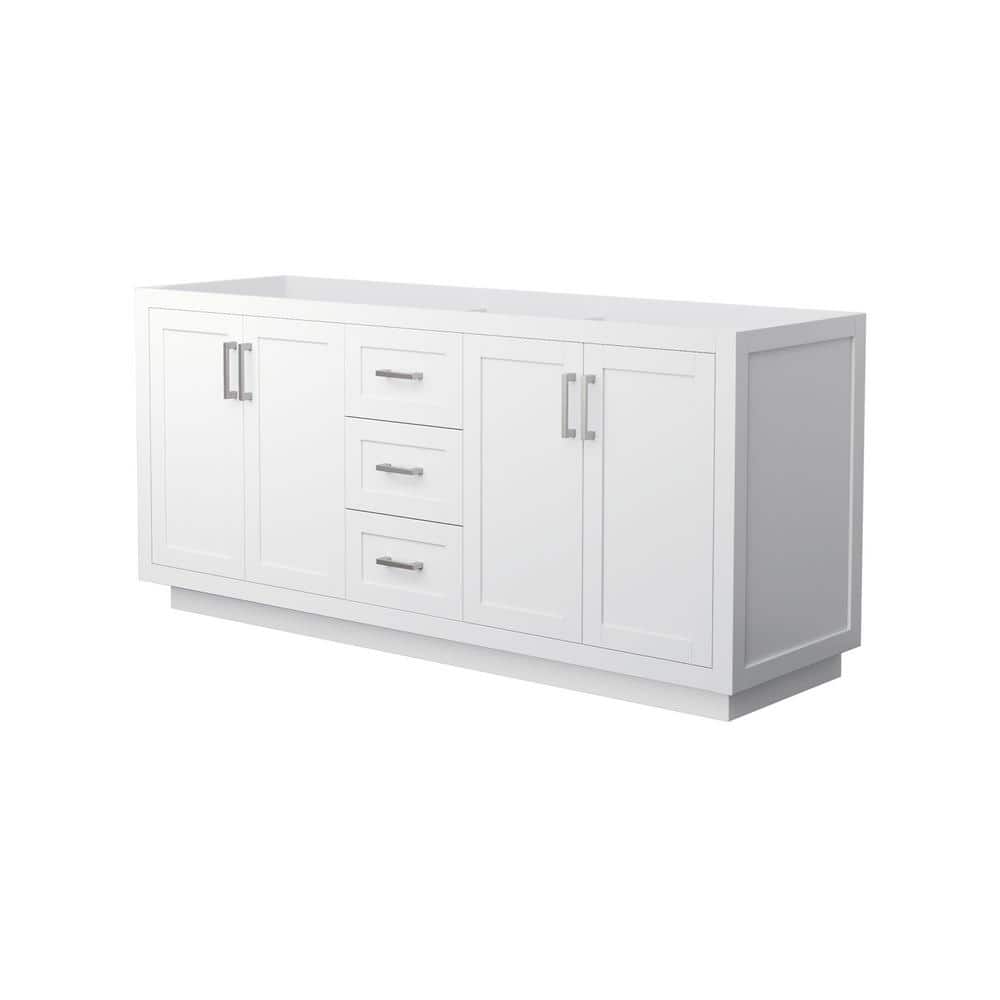 Miranda 72" White Double Freestanding Vanity with Brushed Nickel Hardware