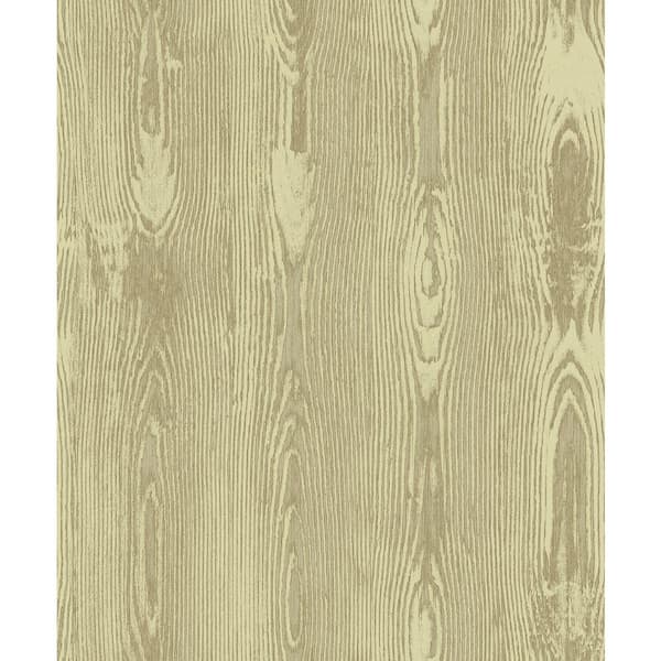 Brewster Jaxson Gold Faux Wood Gold Wallpaper Sample