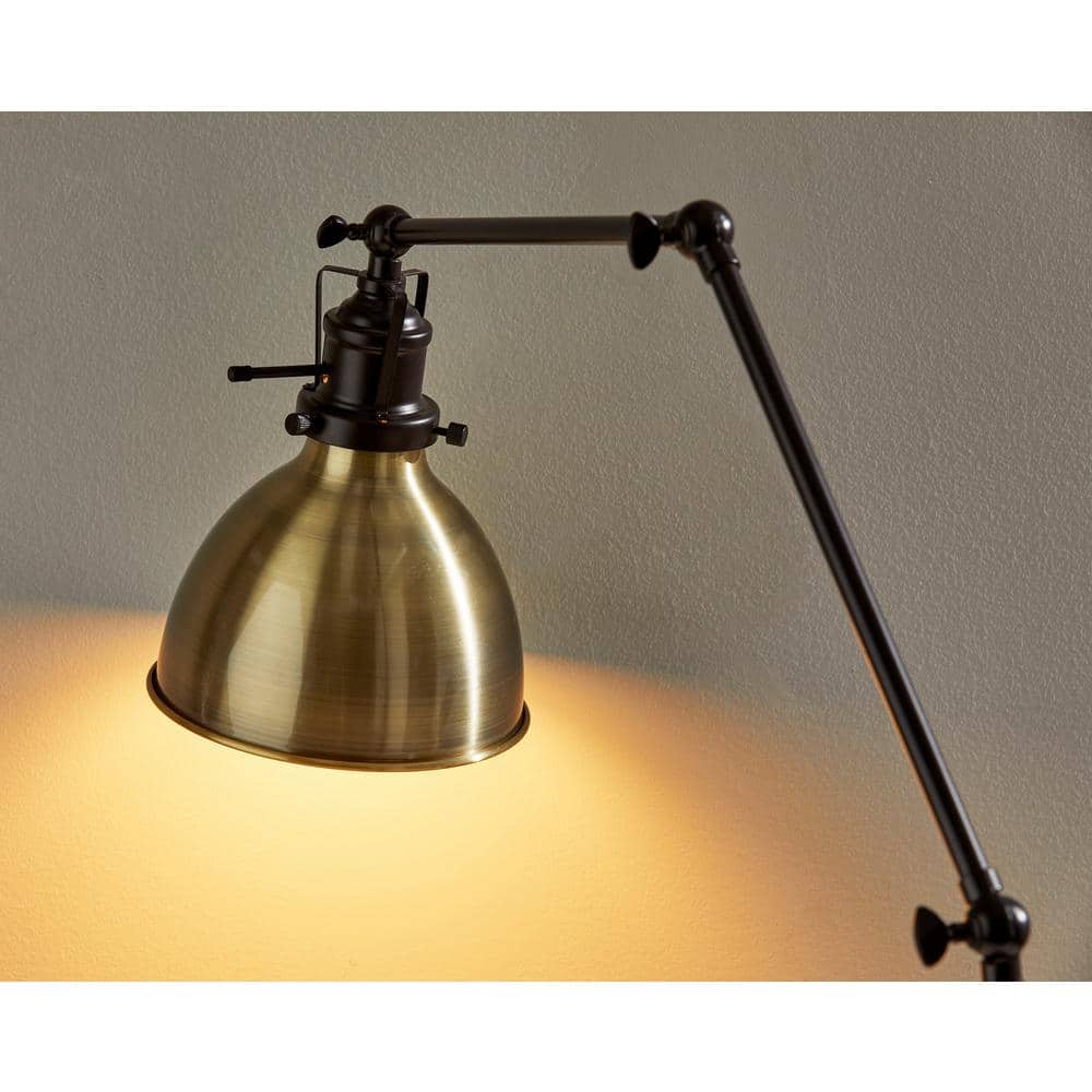 Vintage Adjustable Bronze Floor Lamp with Schoolhouse Shade