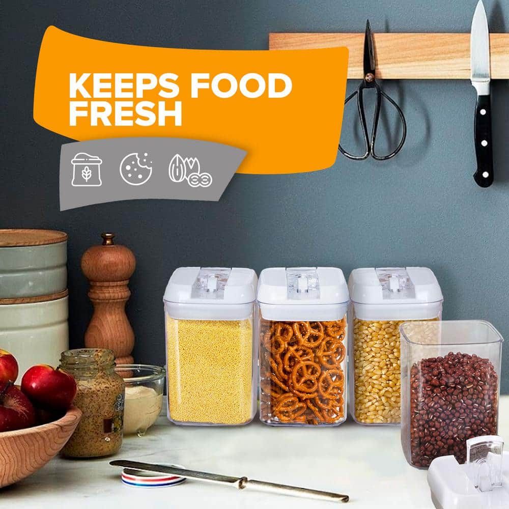 Cheer Collection 8-Piece White Airtight Food Storage Set