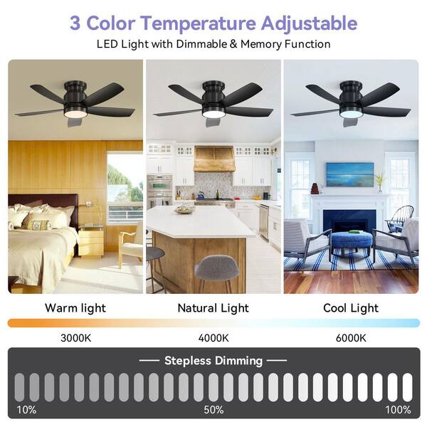 そらたん　Mサイズ Sofucor 42 in. Black Indoor/Outdoor Ceiling Fan with 3-Color