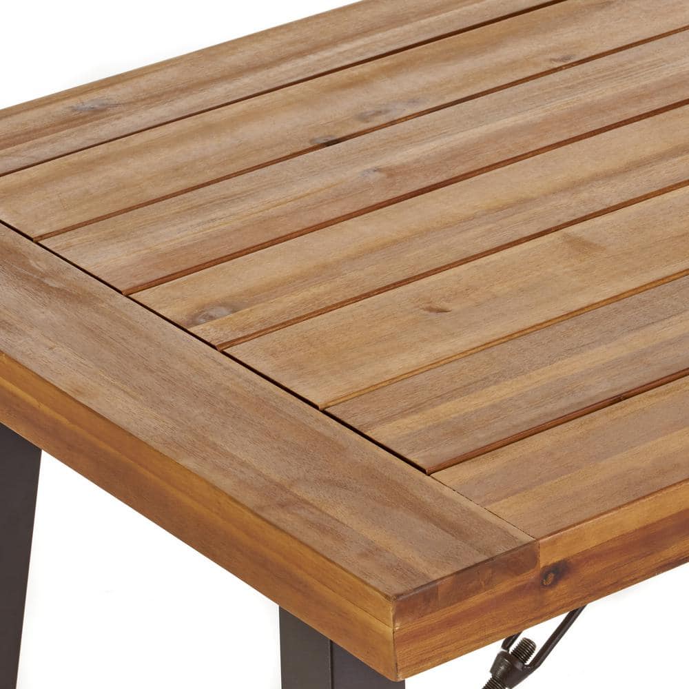 Olivia 6-Piece Teak and Multibrown Outdoor Dining Set with Beige Cushions