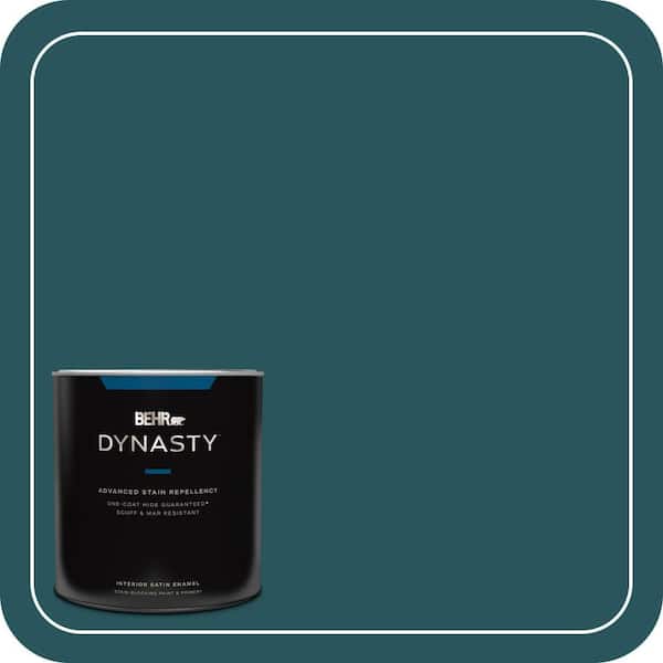 BEHR DYNASTY 1 qt. #MQ6-01 Ocean Abyss One-Coat Hide Satin Enamel Interior Stain-Blocking Paint & Primer