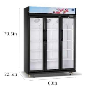 60 in. W 40. 3cu.ft Glass Door Commercial Merchandiser Cooler Refrigerator in Black