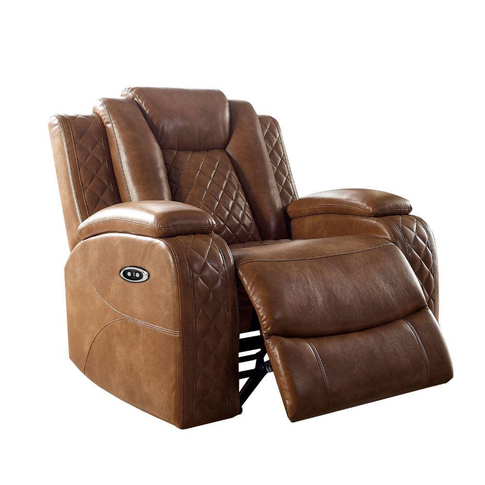 Benjara Clear Leather Power Recliner With Stitched Diamond Pattern ...