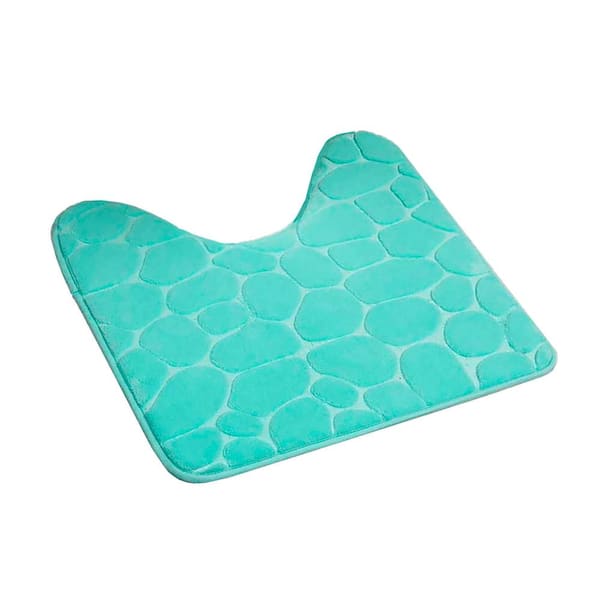 EVIDECO French home goods 3-D-Pebbles 20 in. x 20 in. Aqua Blue Memory Foam Contour Bath Mat