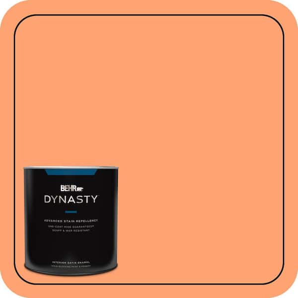 BEHR DYNASTY 1 qt. #P210-5 Cheerful Tangerine Satin Enamel Interior Stain-Blocking Paint & Primer