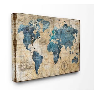 24 in. x 30 in. "Vintage Abstract World Map" by Art Licensing Studio Canvas Wall Art