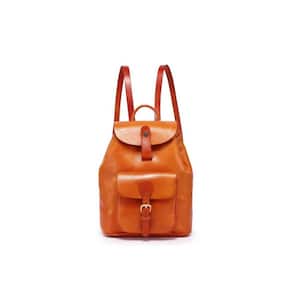 10.5 in. Brown Genuine Leather Backpack with Adjustable Shoulder Straps